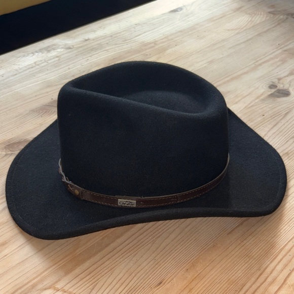 Conner Other - 🐑🇦🇺NEW Conner Hats Black Handmade Australia 100% Wool Outback Hat Brown Band $95